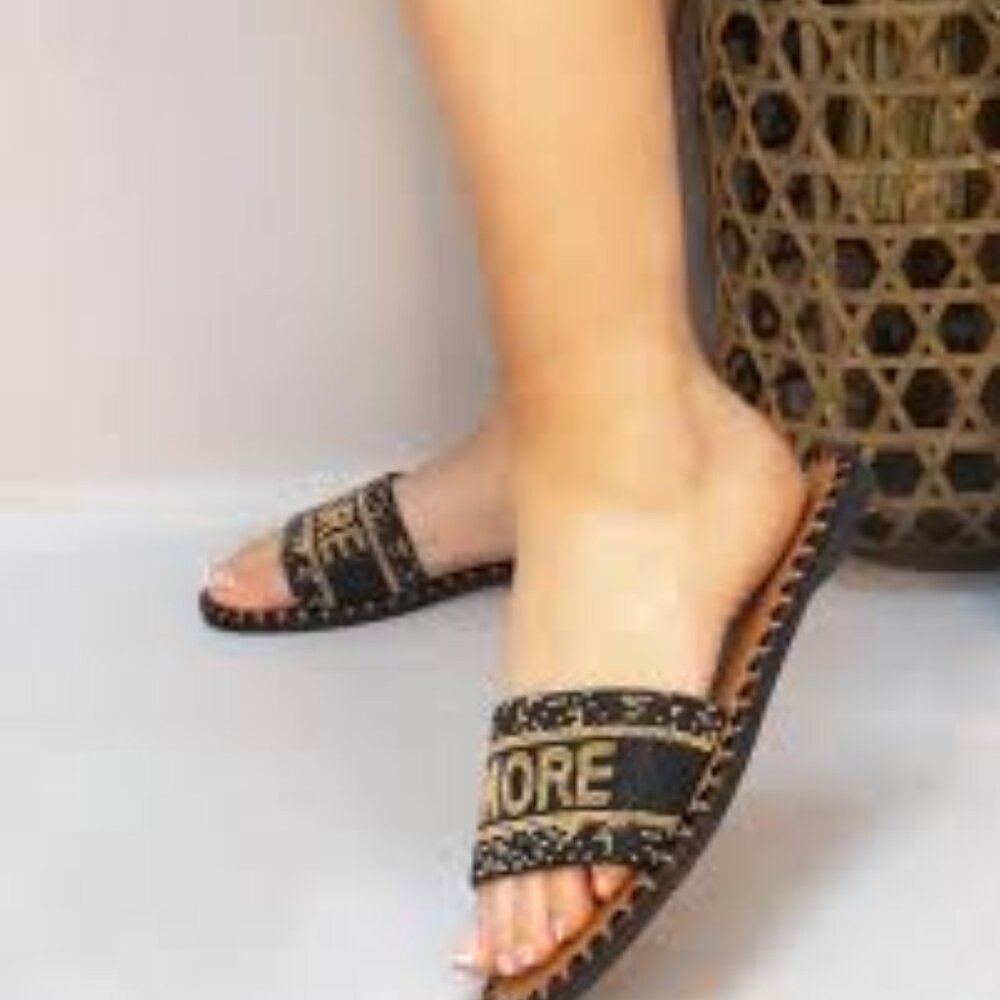 SS-210 Amore Rhinestone Slider Flat Sandal